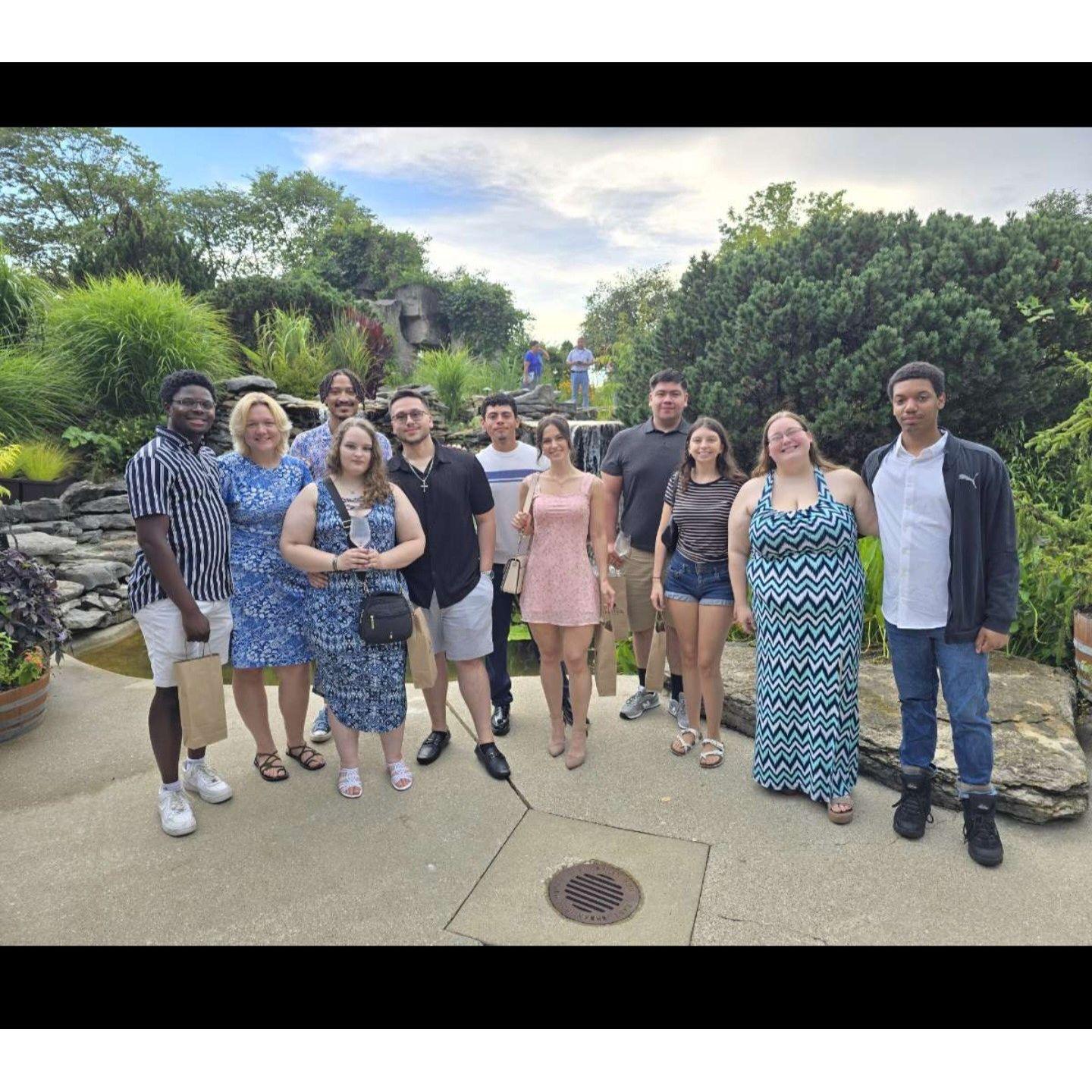 Group photo taken just before the groom proposed at Oliver Winery!