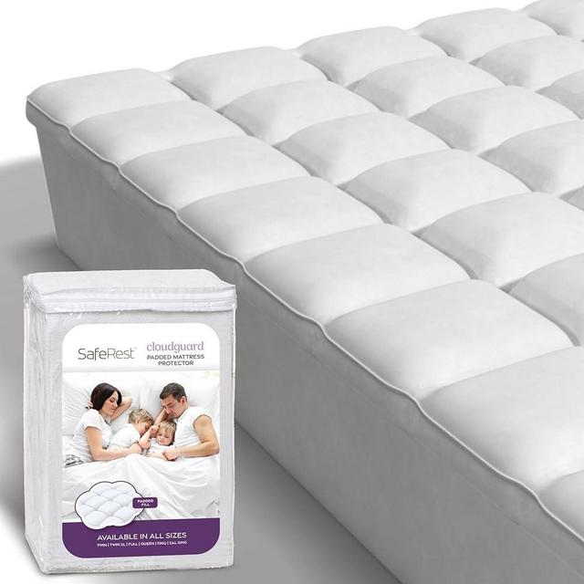 SafeRest CloudGuard - Queen Size Hybrid Mattress Protector & Pad (Extra Padded) - 100% Waterproof Quilted Pillow Top Mattress Cover - Thick, Plush & Fitted Mattress Topper for Bed