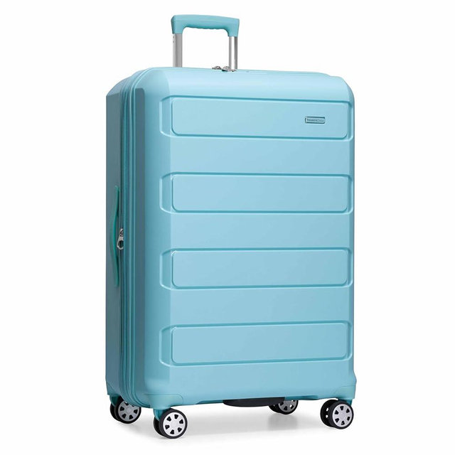 Traveler's Choice Pagosa Indestructible Hardshell Expandable Spinner Luggage, Baby Blue, 30" Large