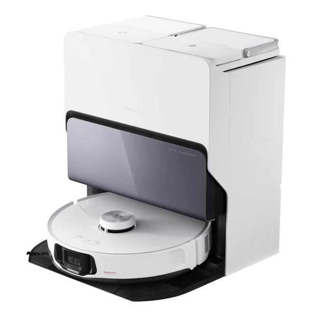 Roborock - S8 MaxV Ultra Robot Vacuum and Mop with FlexiArm Design Side Brush, 10,000 Pa Suction and 8-in-1 RockDock Ultra - White