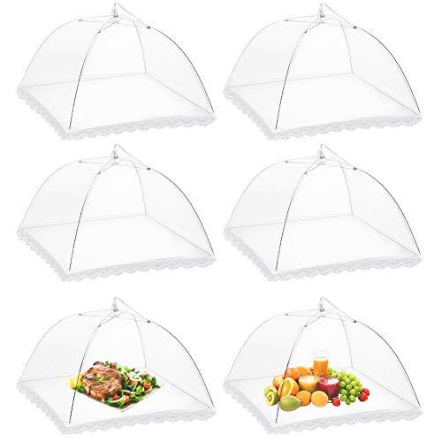 6 Pack Food Serving Tents 17 Inch Pop-Up Encrypted Mesh Food Covers, Keep Flies Bugs Mosquitoes Away, Fine Net Screen Umbrella for Outdoors, Parties Picnics, BBQs, Reusable and Collapsible