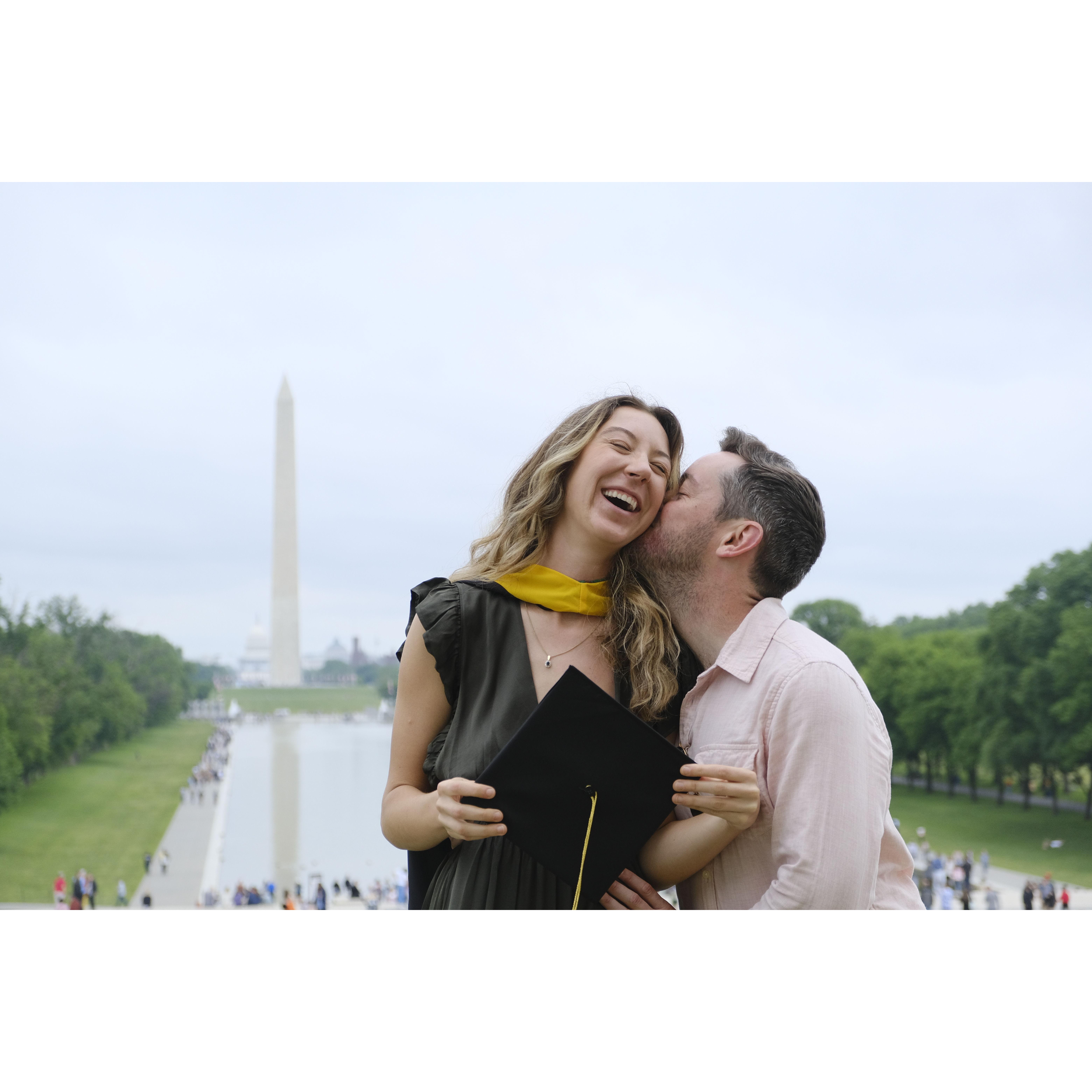 Celebrating grad school graduation in DC with the fam