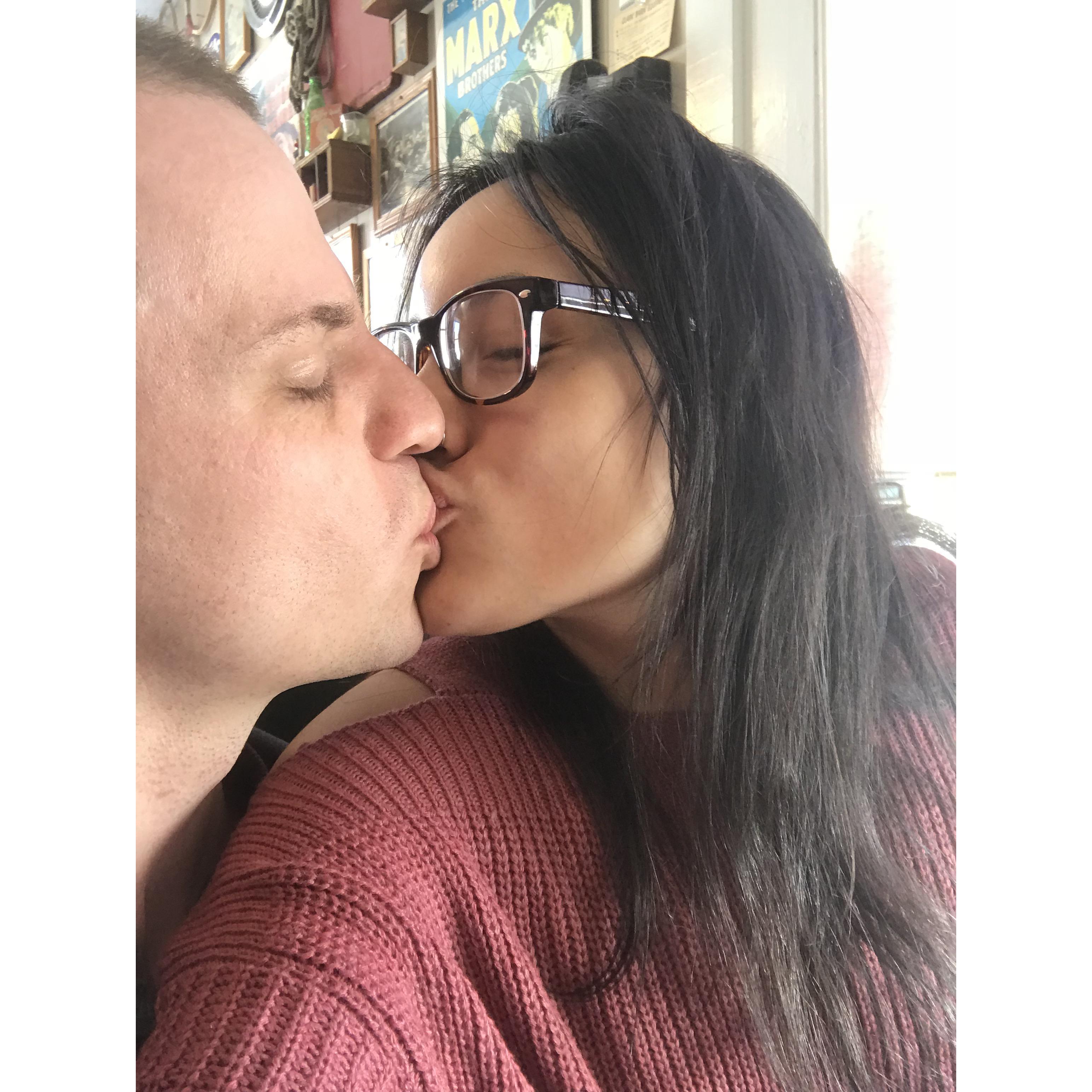 At one of our favorite restaurants in Maine. Ralph's Cafe!