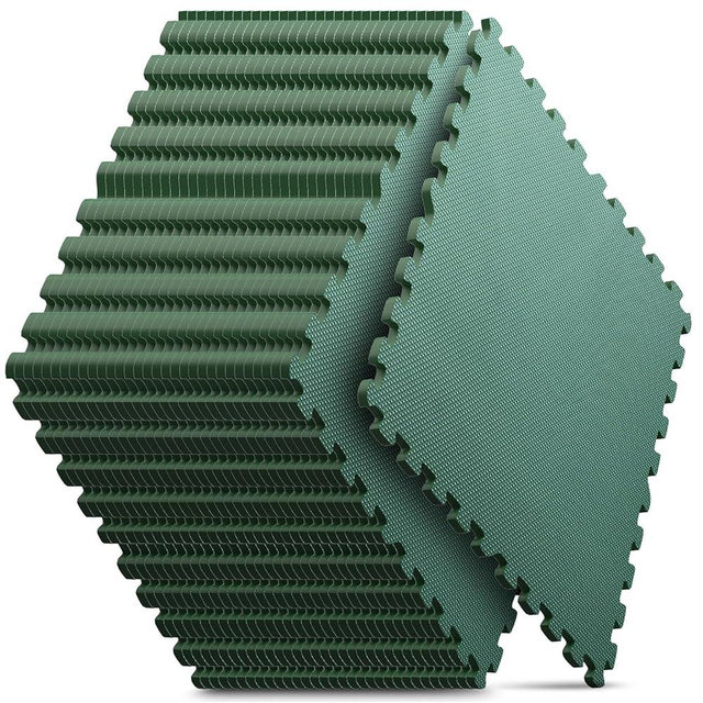 32 Pack Home Gym Mat, Puzzle Exercise Mat, EVA Interlocking Foam Floor Tiles for Home Workout Equipment and Kids' Play Areas - Blue, 24 in x 24 in x ½ in - (Green, 32 Pack(128 SQ FT))