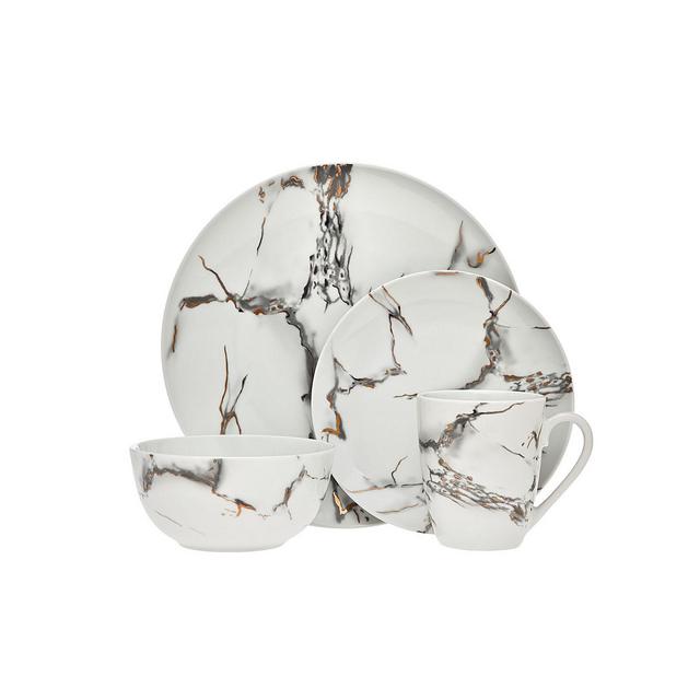 Godinger Rayo Marble 16 Piece Dinnerware Set, Service for 4