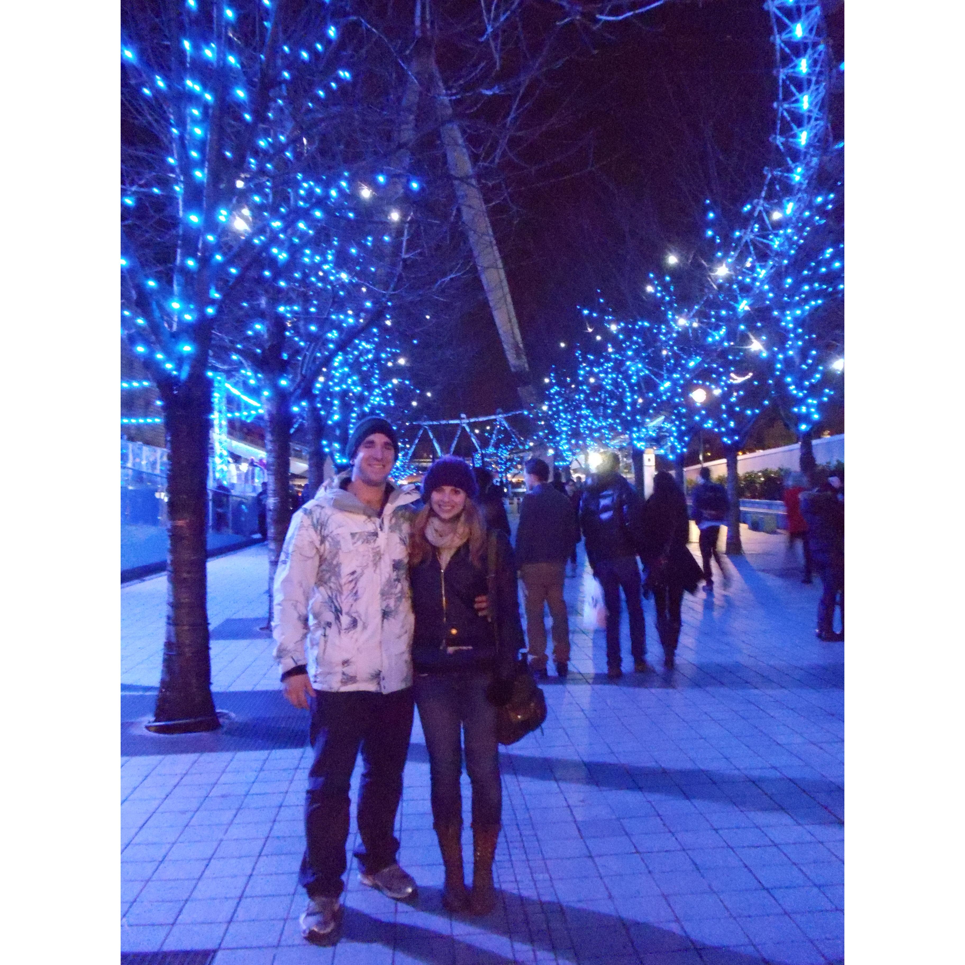 Photo in front of the London Eye ferris wheel when we visited over New Years 2011 - 2012