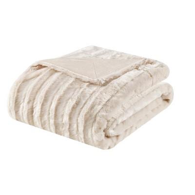 Ivory York Long Faux Fur Throw (50"X60")