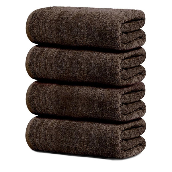 Tens Towels Pack of 4 Extra Large Bath Towels 30 x 60 Inches, 100% Cotton, Larger & Lighter Weight, Quicker to Dry, Super Soft and Absorbent, Perfect for Bathroom, Brown