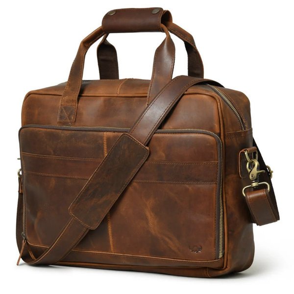 Buffalo Leather Laptop Briefcase (Serene Caramel)