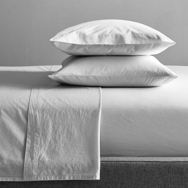 Organic Washed Cotton Double Stripe Sheet Set, King, Slate
