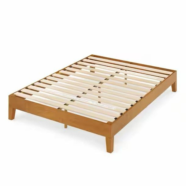 Brown Deluxe Wood Frame 12 in. King Platform Bed