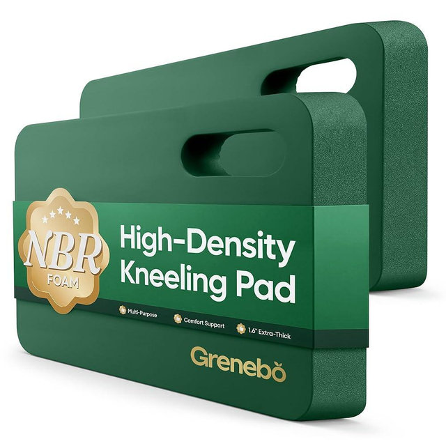 Grenebo 2-Pack 1.6" Extra Thick NBR Foam Garden Kneeling Pads, Ultra Soft Cushion Kneeling Pads for Gardening, Gardening Kneeling Pad for Baby Bathing, Work, Exercise, 17.3×11×1.6 in, Green