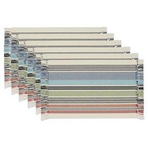 Red Mediterranean Stripe Fringed Placemat (Set Of 6) - Design Imports