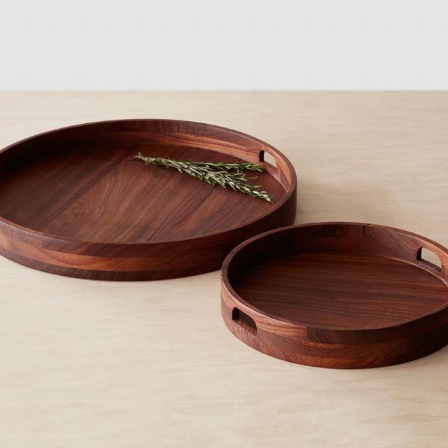 Tikal Round Wood Tray - set of 1 Large and 1 Small