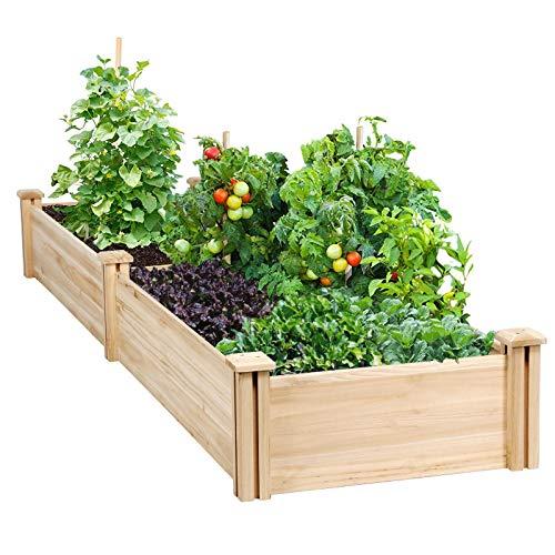 Yaheetech Raised Garden Bed Kit - Wooden Elevated Planter Garden Box for Vegetable/Flower/Herb Outdoor Solid Wood 96.7 x 24.6 x 10.6inches