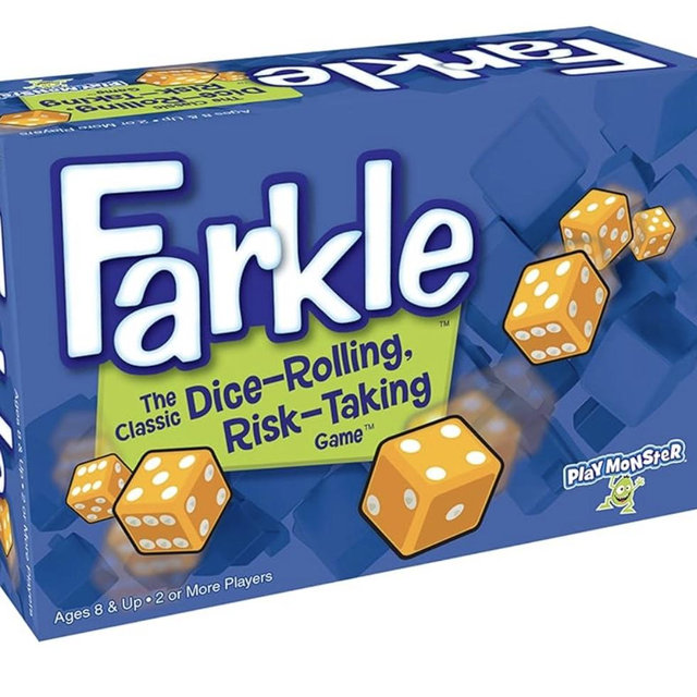 PlayMonster Farkle Classic Dice Games – Kids, Family Games, Travel Game, Adult Games, Board Game, Dice Cup, Dice Set, Farkle Score Sheets Included, Ages 8+