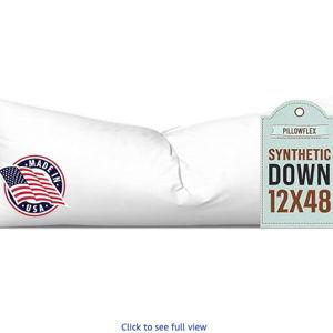 Pillowflex Synthetic Down Pillow Insert - 12x48 Down Alternative Pillow, Ultra Soft, Large Rectangle Body Sleeping Pillow, Lumbar, Long, Back - 1 Decorative Pillow Form