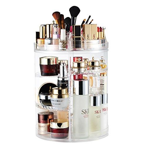 AmeiTech Makeup Organizer, 360 Degree Rotating Adjustable Cosmetic Storage Display Case with 8 Layers Large Capacity, Fits Jewelry,Makeup Brushes, Lipsticks and More, Clear Transparent