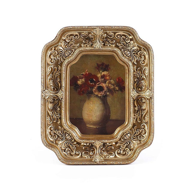 S GMOMENT Small Vintage Picture Frames 2.5x3.5 Antique Rectangular Mini Picture Frames with Glass Front Ornate Victorian Home Decor for Tabletop and Wall Mount Wallet Size Gallery Wall Decor in Bronze