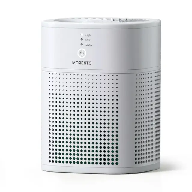 MORENTO Air Purifiers for Bedroom for Smoke, Small Air Purifier with Sleep Mode, White, 1 Pack