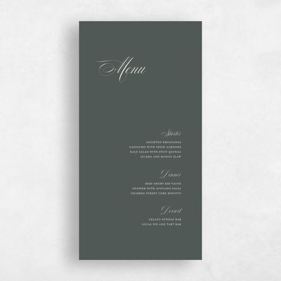 Dark Seaweed, Green Wedding Menu - Jade