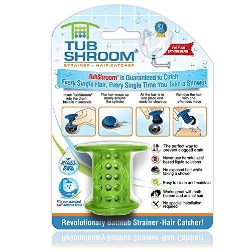 TubShroom the Revolutionary Tub Drain Protector Hair Catcher, Strainer, Snare, Green