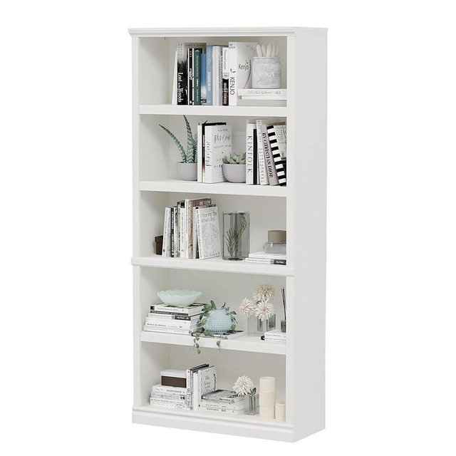 Bevfint 70 inch Tall Bookcase, White Bookshelf Open Storage 5 Tiers Shelves, 33 in Wide Floor Standing Indoor Furniture, Book Cases for Home School Library Office Bedroom