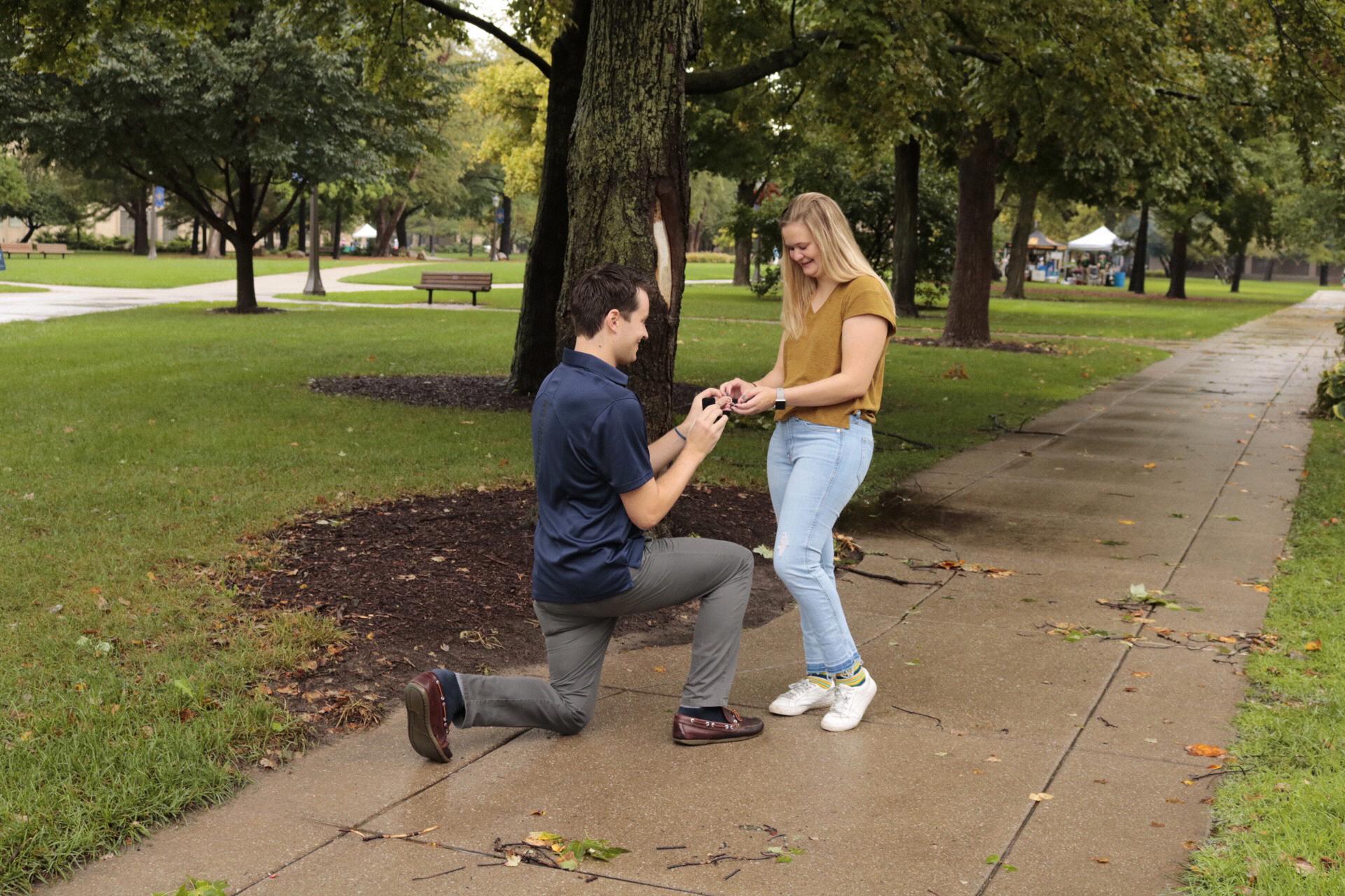 Andy proposed on September 28, 2019 at Notre Dame