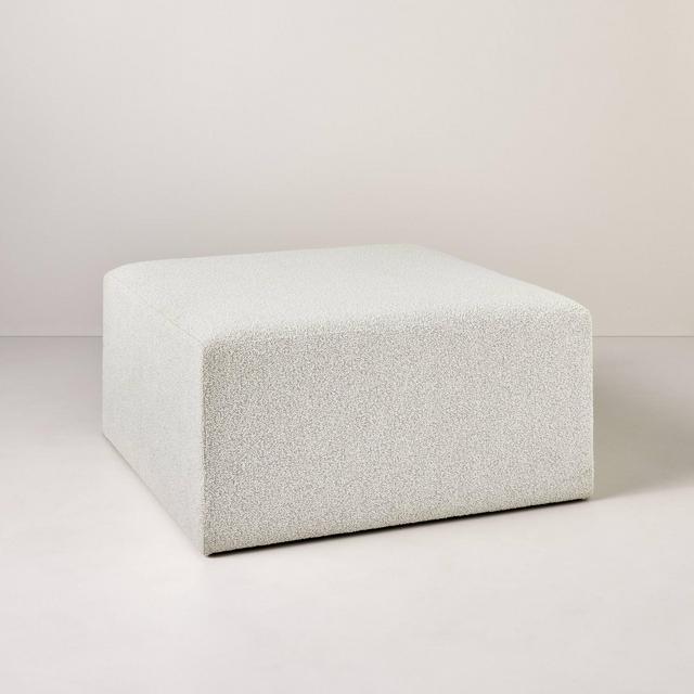Boucle Upholstered Square Cocktail Ottoman - Oatmeal - Hearth & Hand™ with Magnolia
