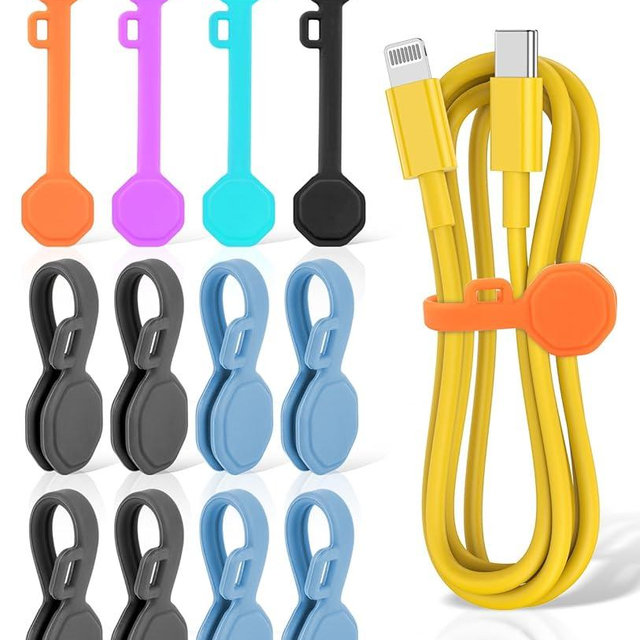 12 PCS Silicone Magnetic Cable Ties, Cable Clips Cord Organizer [1S] Management cable Cords, Reusable Magnet Cable Organizer, Phone Cord Holder for Organizing, Bookmark Whiteboard Fridge Magnets etc