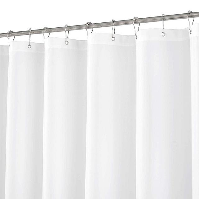 N&Y HOME Extra Long Shower Curtain or Liner 72" W x 108" H - Hotel Quality, Washable Fabric, White Bathroom Curtains with Grommets, 72x108