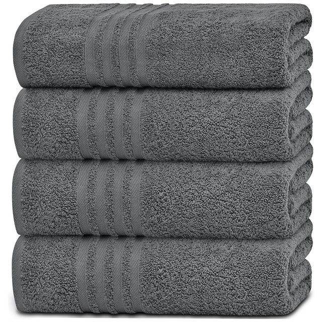 Wealuxe Premium Bath Towels Set of 4 - 100% Ring Spun Cotton 650GSM, Extra Absorbent, Soft Towels for Bathroom, Shower, Hotel, Spa - 27x54"
