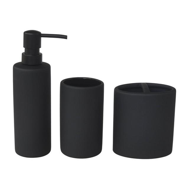 3pc Soft Touch Bath Accessories Set Black - 88 Main