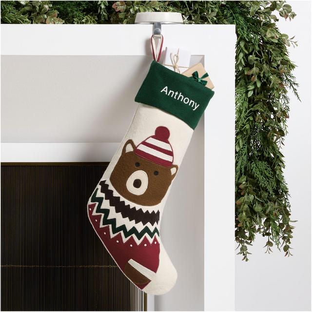Fair Isle Friends Bear Christmas Stocking by Joan Anderson