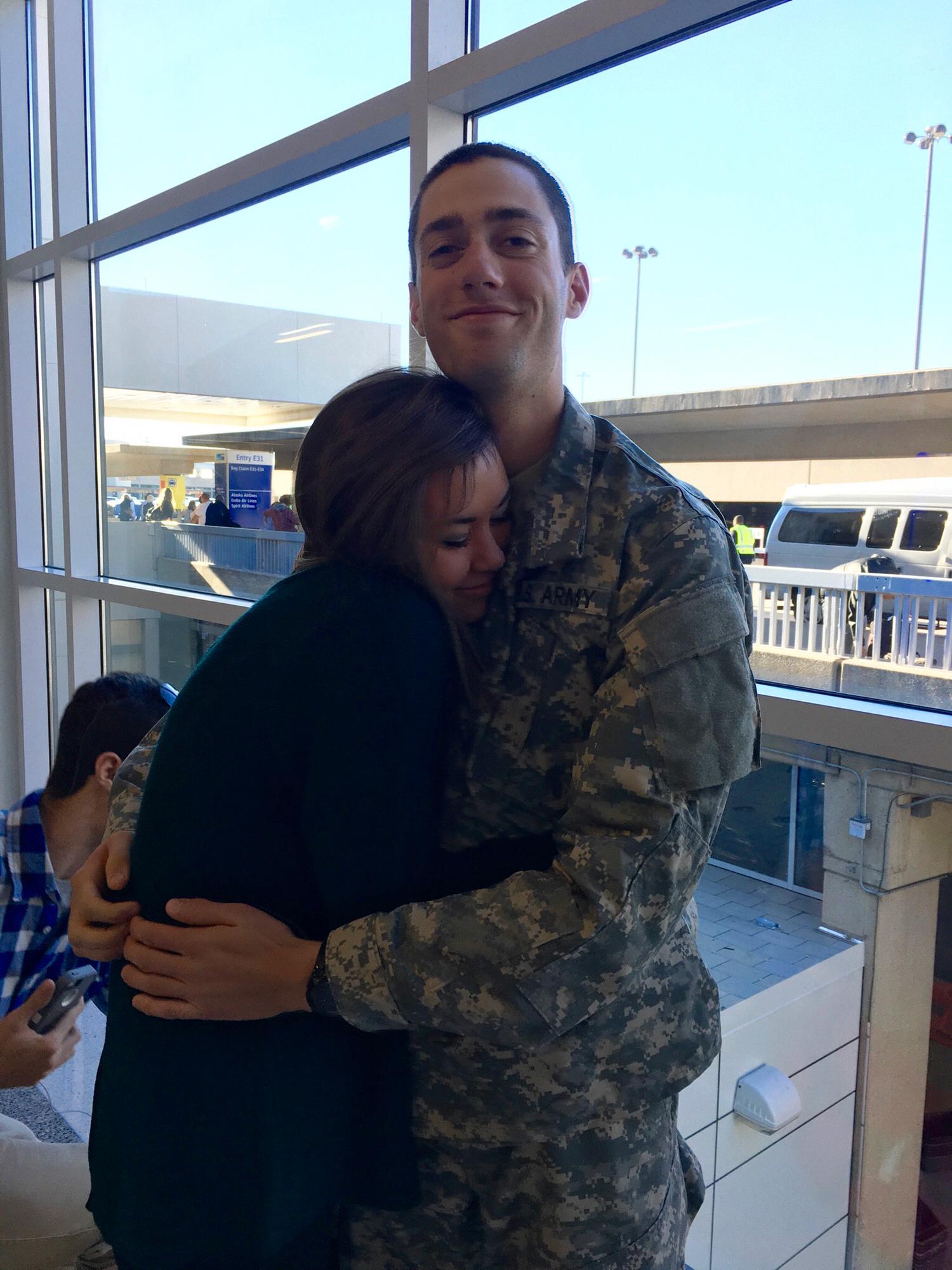 When Jeremiah got home from basic training. Jay’s basic was early on in our relationship, but despite the distance and minimal communication, we knew we were meant to be together. December 18th, 2018