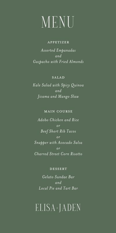 Green Oval Wedding Menu - Cole