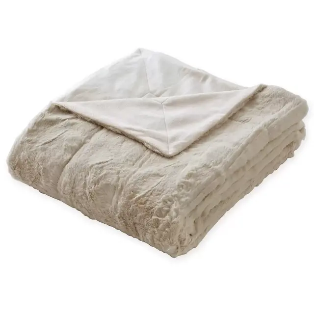 Brielle Faux Fur Throw in Ivory