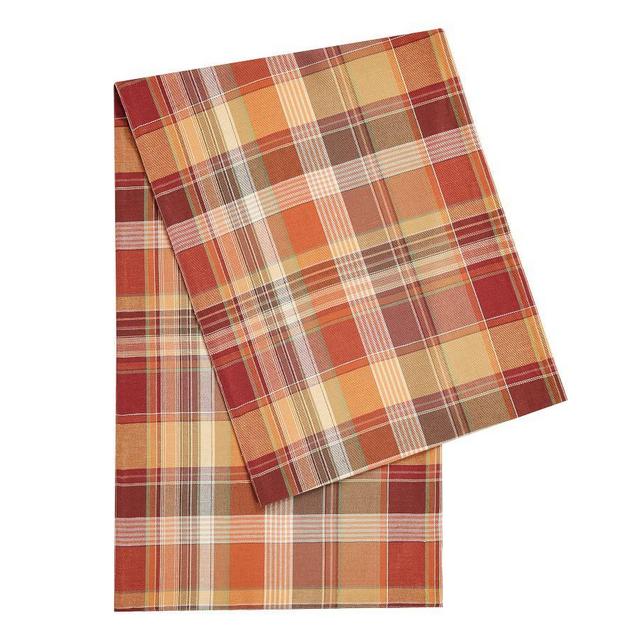 Newton Plaid Cotton/Linen Table Runner, 18 x 108"