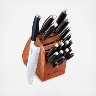 Contemporary Cutlery Knife Block Set, 17 Piece