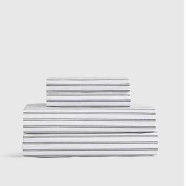 Classic Organic Percale Sheet Set in Double Stripe Pine