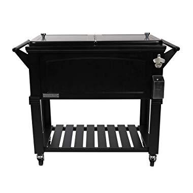 Permasteel PS-203F1-BLK-AM 80 Quart Portable Rolling Patio Cooler, Black