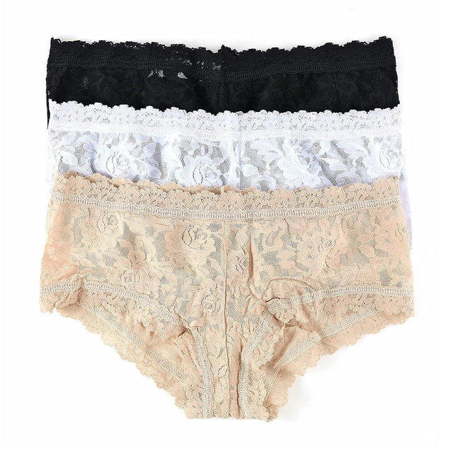 hanky panky - Signature Lace Boyshorts | Lace Lingerie, Cotton Underwear for Women, Everyday Panties | Sizes XS-XL | 3 pack