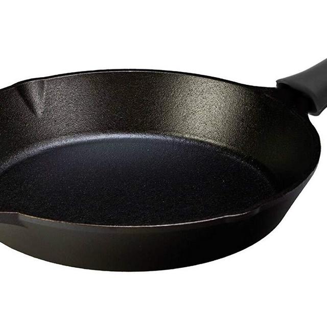 Lodge Seasoned Cast Iron Skillet with Hot Handle Holder - 12” Cast Iron Frying Pan with Silicone Hot Handle Holder (BLACK)