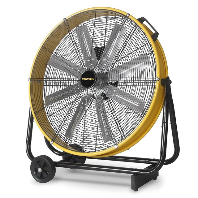 VENTISOL 24 Inch Industrial Floor Drum Fan, 8600 CFM Heavy Duty Floor Fan Powerful 3-Speed Air Circulator with Castors, High Velocity Shop Fan for Warehouse, Basement, Facotry, Barn, Garage