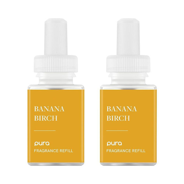 PuraHome Scent Refill - Smart Home Air Diffuser - Up to 120-Hours of Luxury Fragrance per Refill - Home Essential - Clean & Safe Diffuser Fragrance - 2 Pack, Banana Birch
