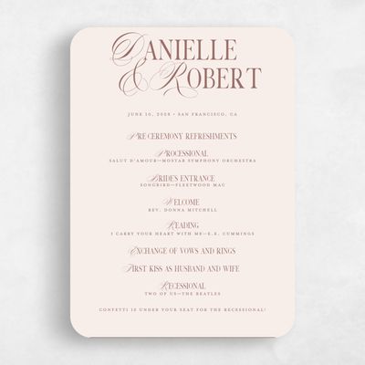 Beige Rounded Wedding Program - Nevis