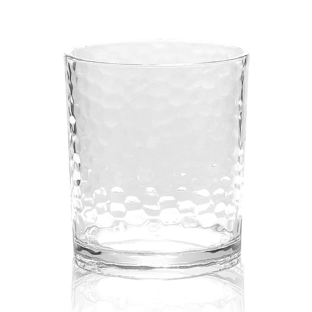 14-ounce Acrylic Glasses Plastic Tumbler, set of 12 Clear | Hammered Style, Dishwasher Safe, BPA Free