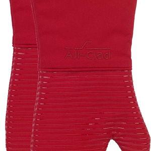 All-Clad Silicone Oven Mitts: Heat Resistant up to 500 Degrees - 100% Cotton & Silicone, 14"x7" Oven Mitt for Kitchen and Barbeque, 2-Pack, Chili