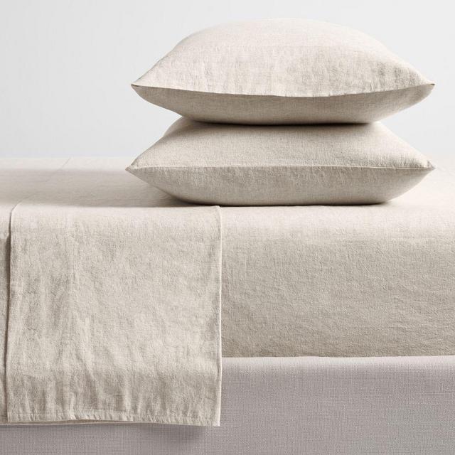 Oatmeal European Flax Linen/Cotton Sheet Set, Queen