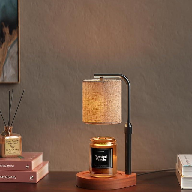 Candle Warmer Lamp with Timer & Dimmer for Yankee Candles, Adjustable Height Candle Warmer for Jar Candles, Wax Melt Lamp for Cozy Home Decor & Gifts,Linen, 2 Bulbs